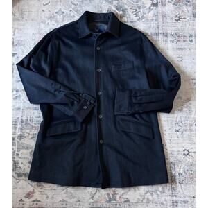 Faconnable Black Wool Jacket Double Flap Back Men’s M Classic Lightweight